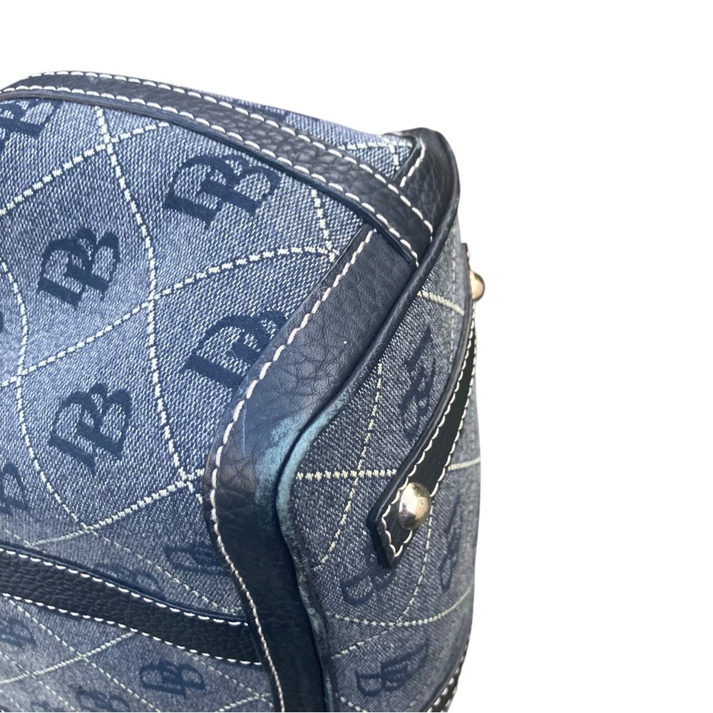 Dooney & Bourke Denim Logo Tote Pink Interior Gold Hardware Preppy Quiet Luxury - Picture 6 of 13